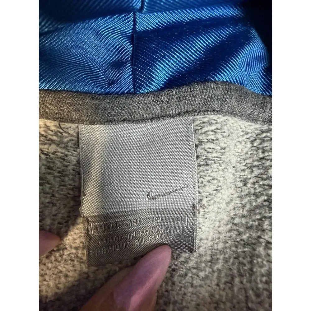Nike Hoodie Boys M Gray Pullover Hooded Fleece Lined Graphic Pocket Logo